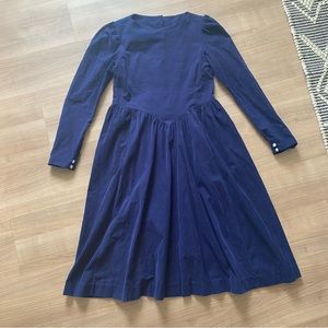 Laura Ashley Blue Corduroy Midi Dress